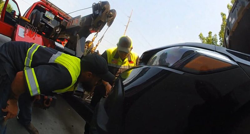 Kurtarılan kedi için Honda'nın ön kısmını söktüler
